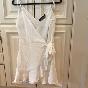 Soulmate Ivory Ruffled Wrap Dress